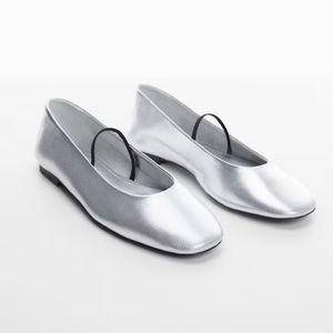 Metallic leather ballerina flats
